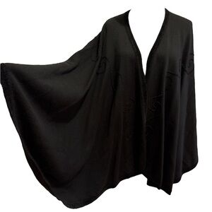 70s BLACK KNIT SHRUG MADE IN SPAIN EMBELLISHED FLOCKING DARK ROMANCE VIRIATO OS